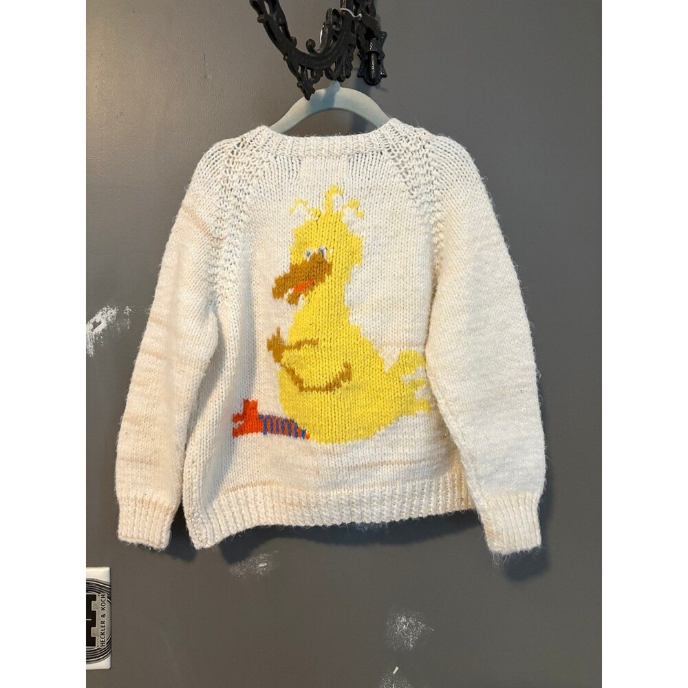 Vintage Sesame Street big bird children’s size 4/5 hand knit cardigan sweater